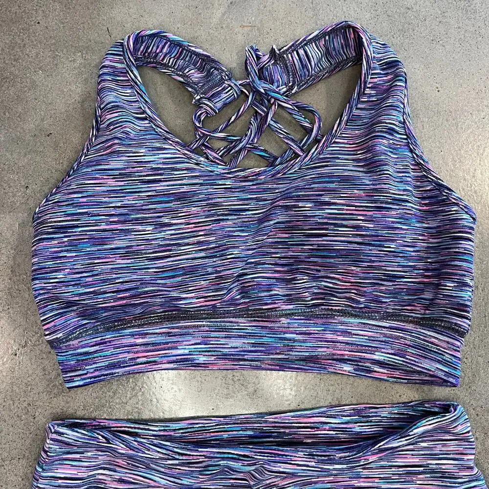 ShoSho Fashion Purple activewear matching set sports bra shorts yoga women small